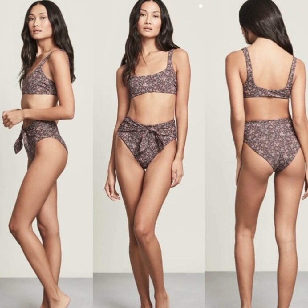VERONICA BEARD CELESTE TOP & AZOIA BOTTOM BIKINI SET IN DARK PLUM MULTI SZM